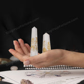 Clear Quartz Pencils With Symbol | Stimulate The Immune System (Set of 2)