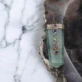 Green Aventurine Pendant With Seven Chakras- Heal Heart