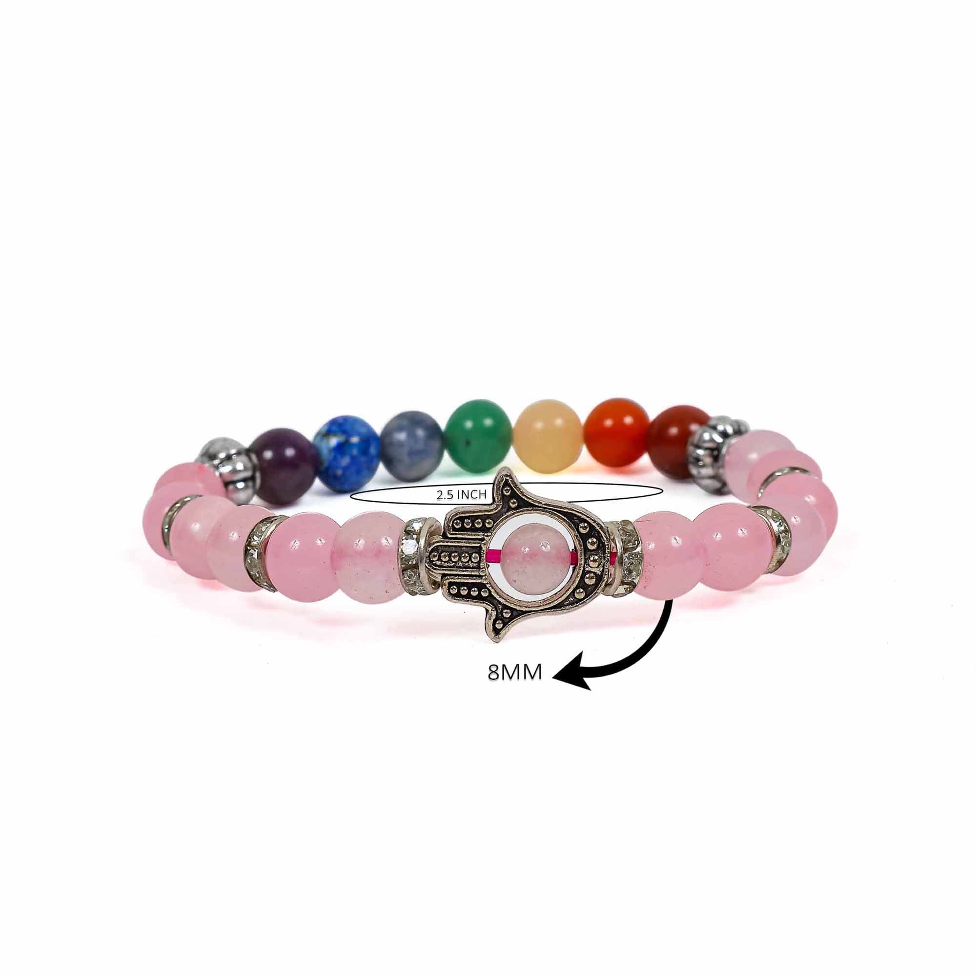 Seven Chakra with Rose Quartz Bracelet – 8MM Align Chakras