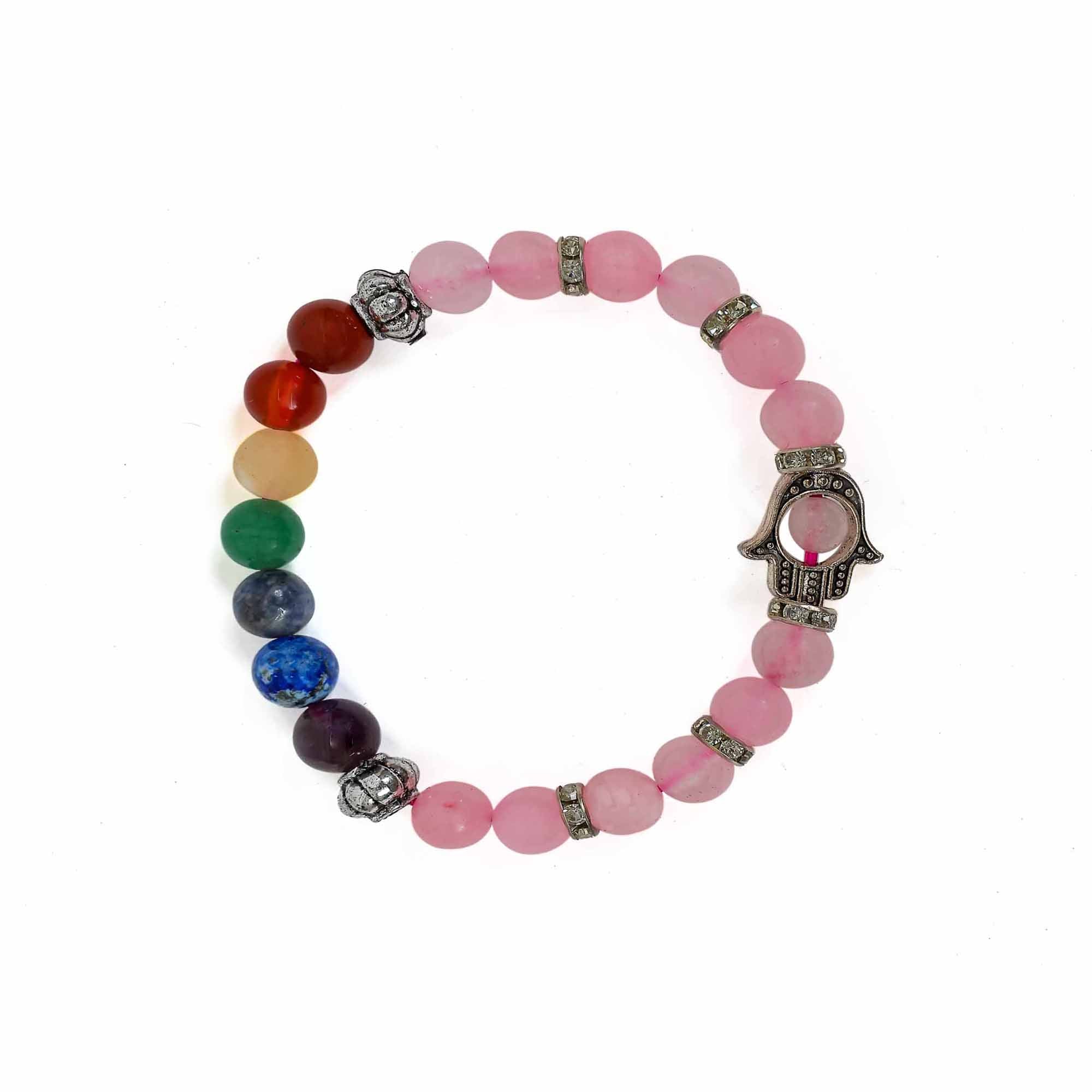 Seven Chakra with Rose Quartz Bracelet – 8MM Align Chakras