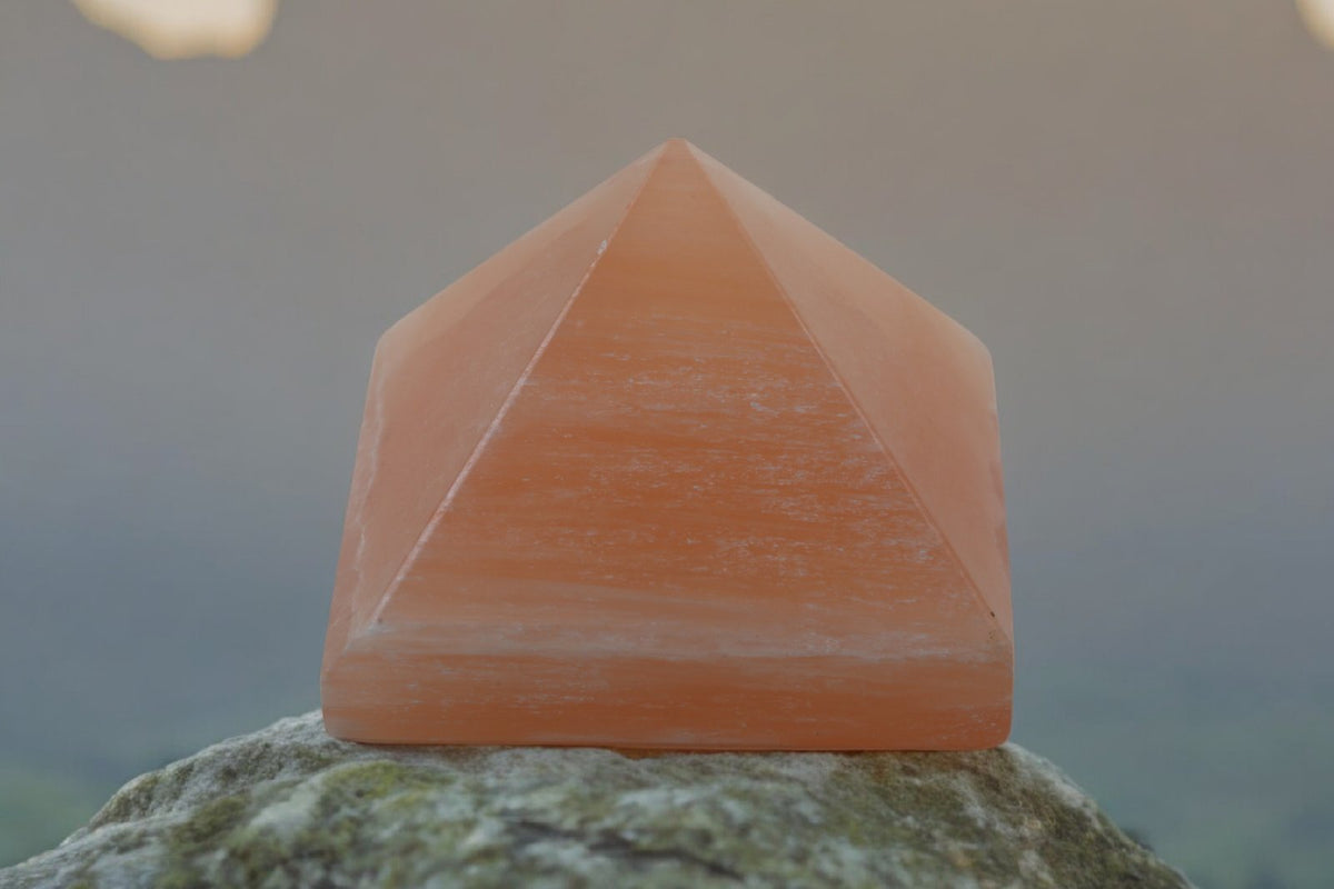 Orange Selenite Pyramid | For Removing Kidney or Gall Bladder Stones - 50mm