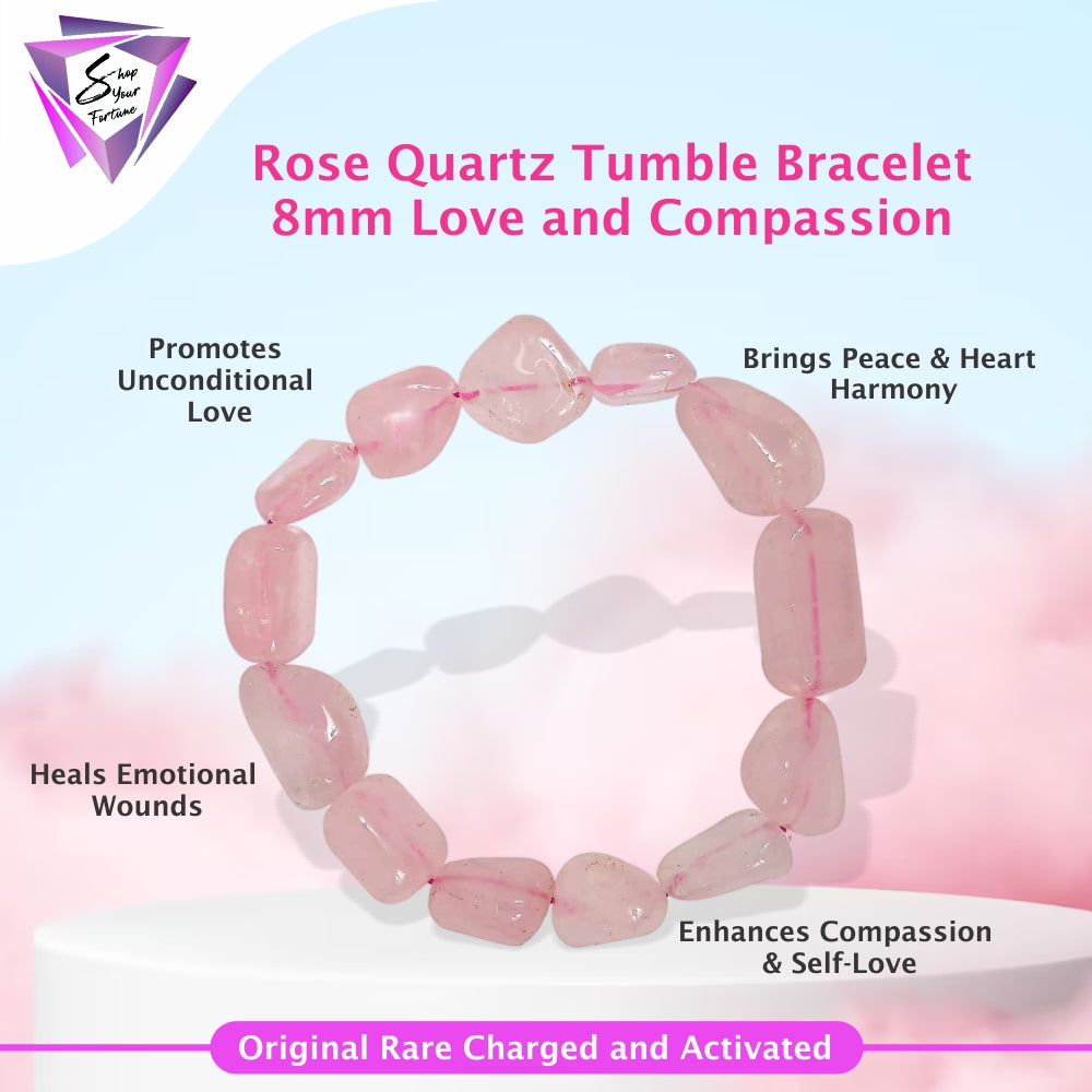 Rose Quartz Tumble Bracelet - 8MM Love and Compassion