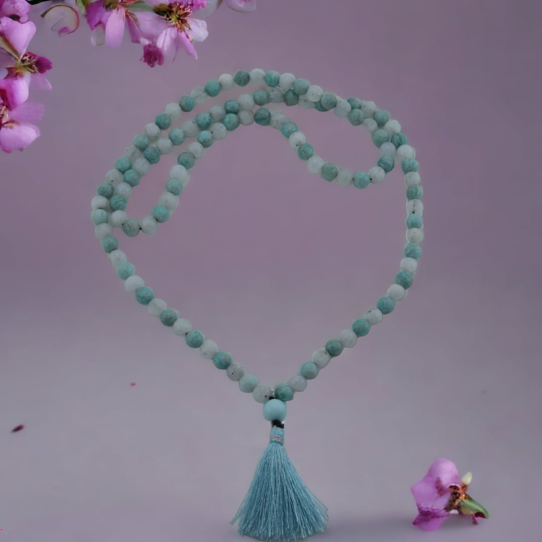 Moonstone And Amazonite Mala Peace Of Mind- 8MM