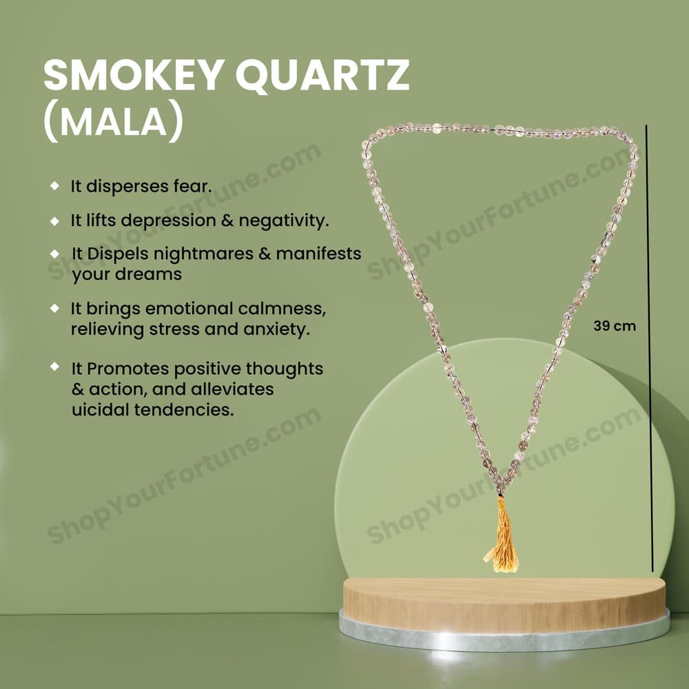 Smoky Quartz Mala 8MM- Clear the Toxicity