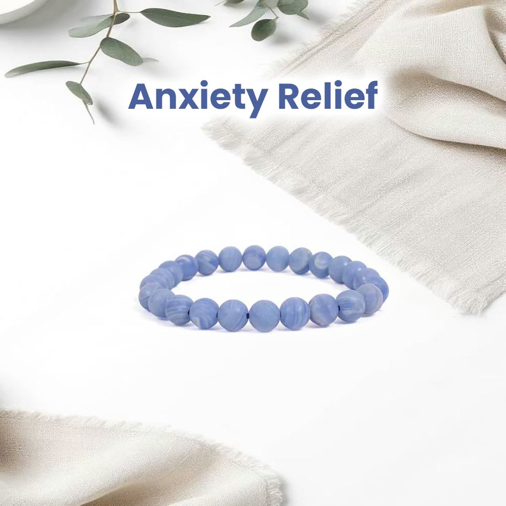 Blue Lace Agate Bracelet – 8MM Helpful In Anxiety